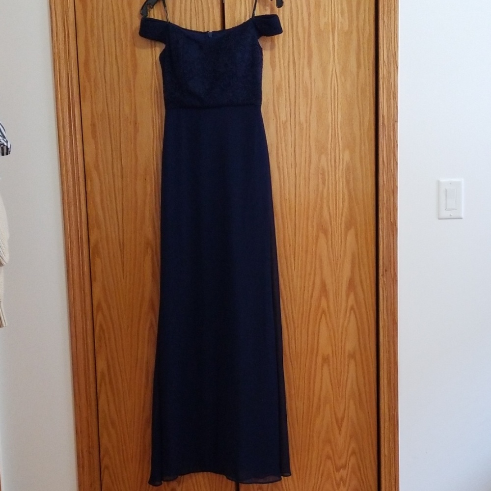Maxi Navy Off the Shoulder Dress